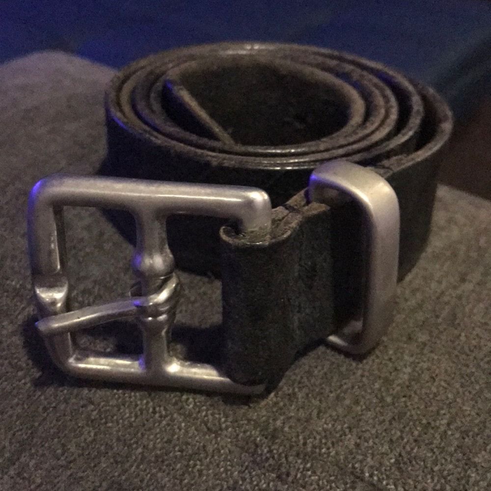 J Crew distressed black leather belt size 34